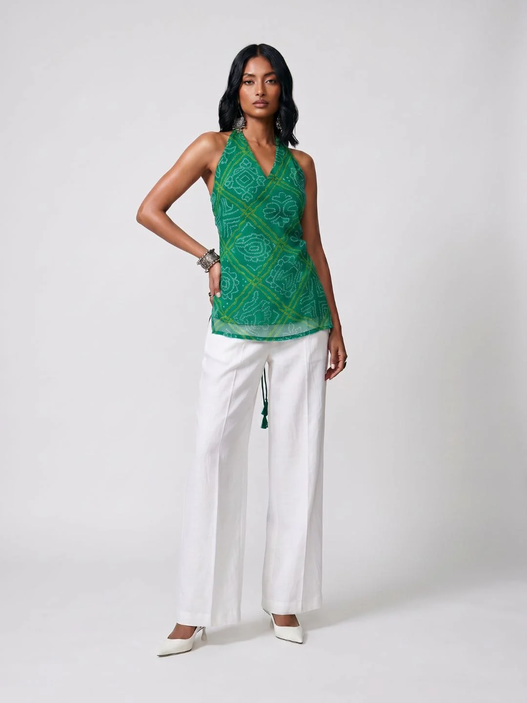 Leela Bandhani Halter Neck Corset Kurti - Image 5