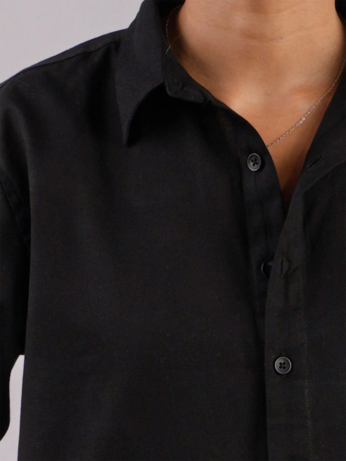 Oversized Black Linen Shirt - Image 5