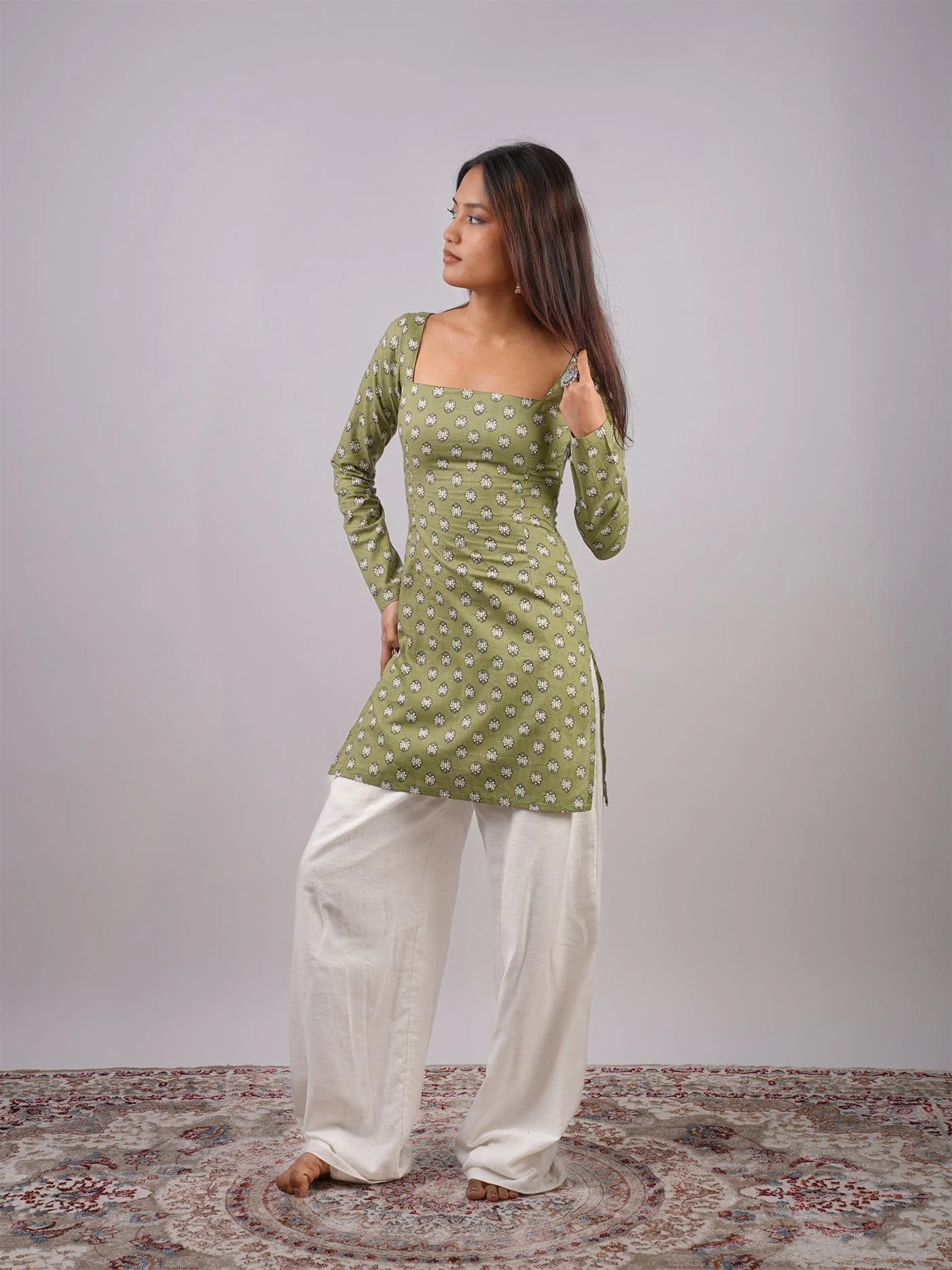 Ayesha Sleeved Corset Kurti - Image 3