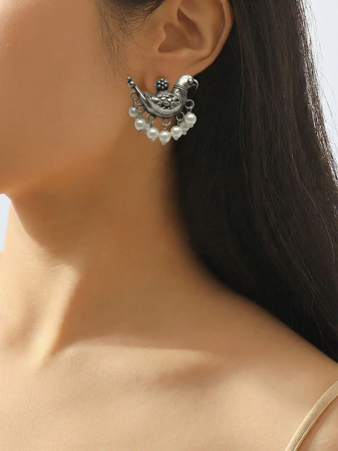 Bird Pearl Stud Earrings - Image 3
