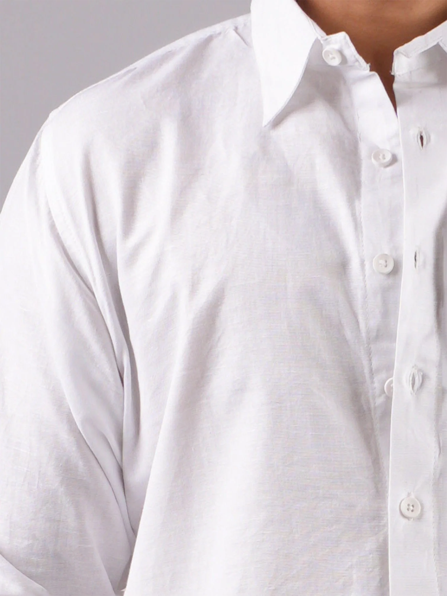 Dev White Linen Fitted Shirt - Image 4