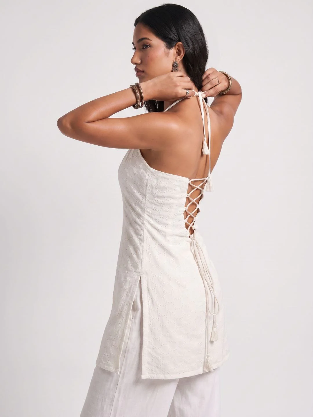 Hans Halterneck Corset Kurti – Off White - Image 3
