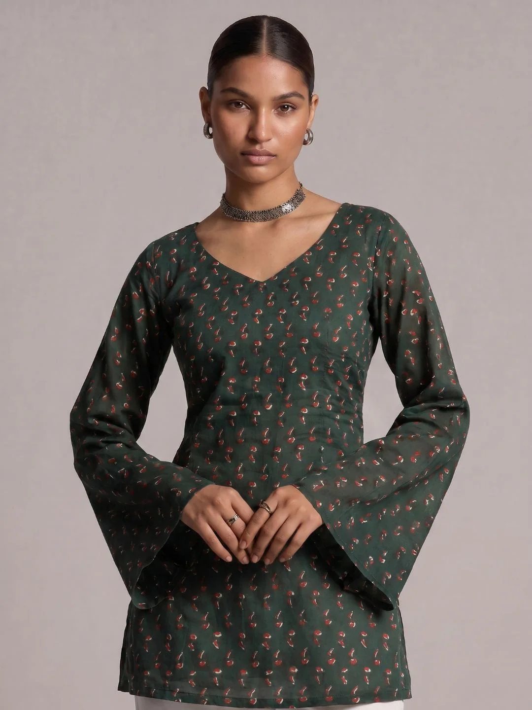 Hoor Backless Sleeved Corset Kurti