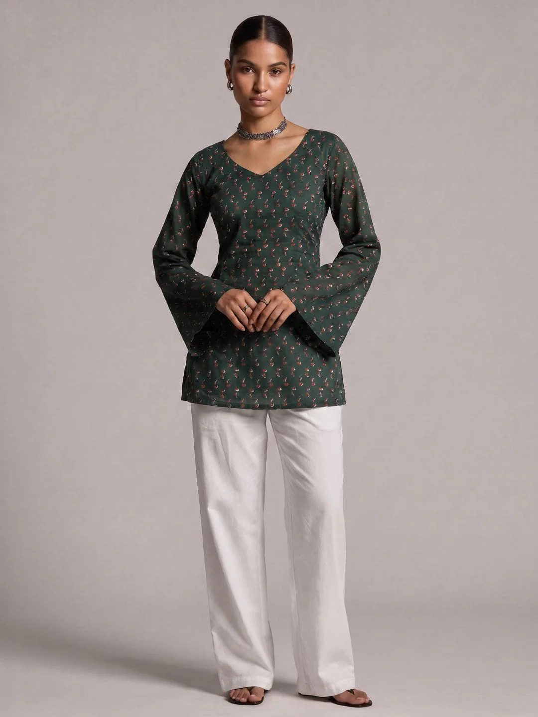 Hoor Backless Sleeved Corset Kurti - Image 5