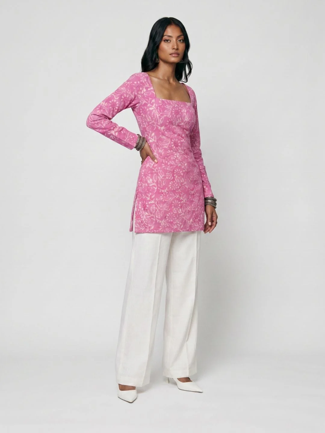 Jasmin Pink Full Sleeve Kurti - Image 3