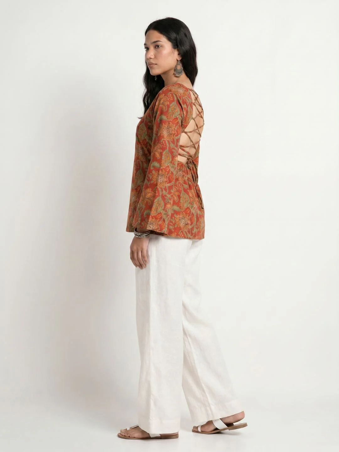Kareen Backless Sleeved Corset Kurti - Image 3