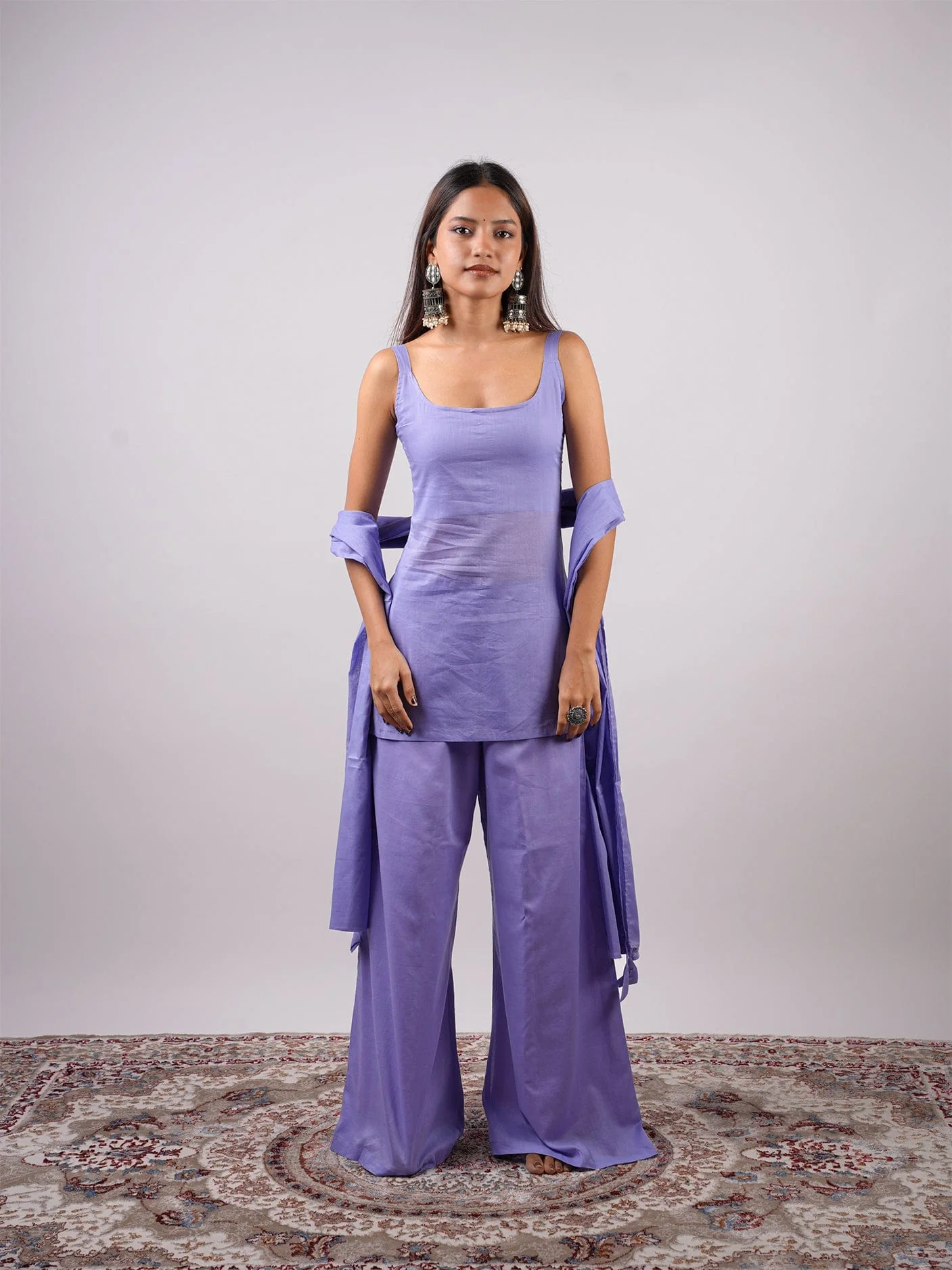 Karishma Mul Kurti Pant Dupatta Set - Image 3