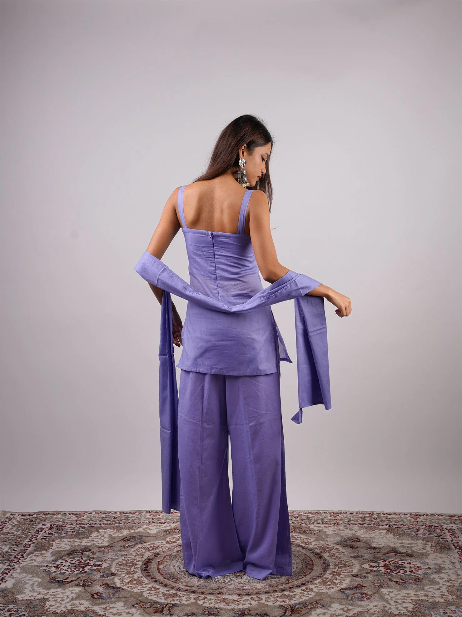 Karishma Mul Kurti Pant Dupatta Set - Image 4