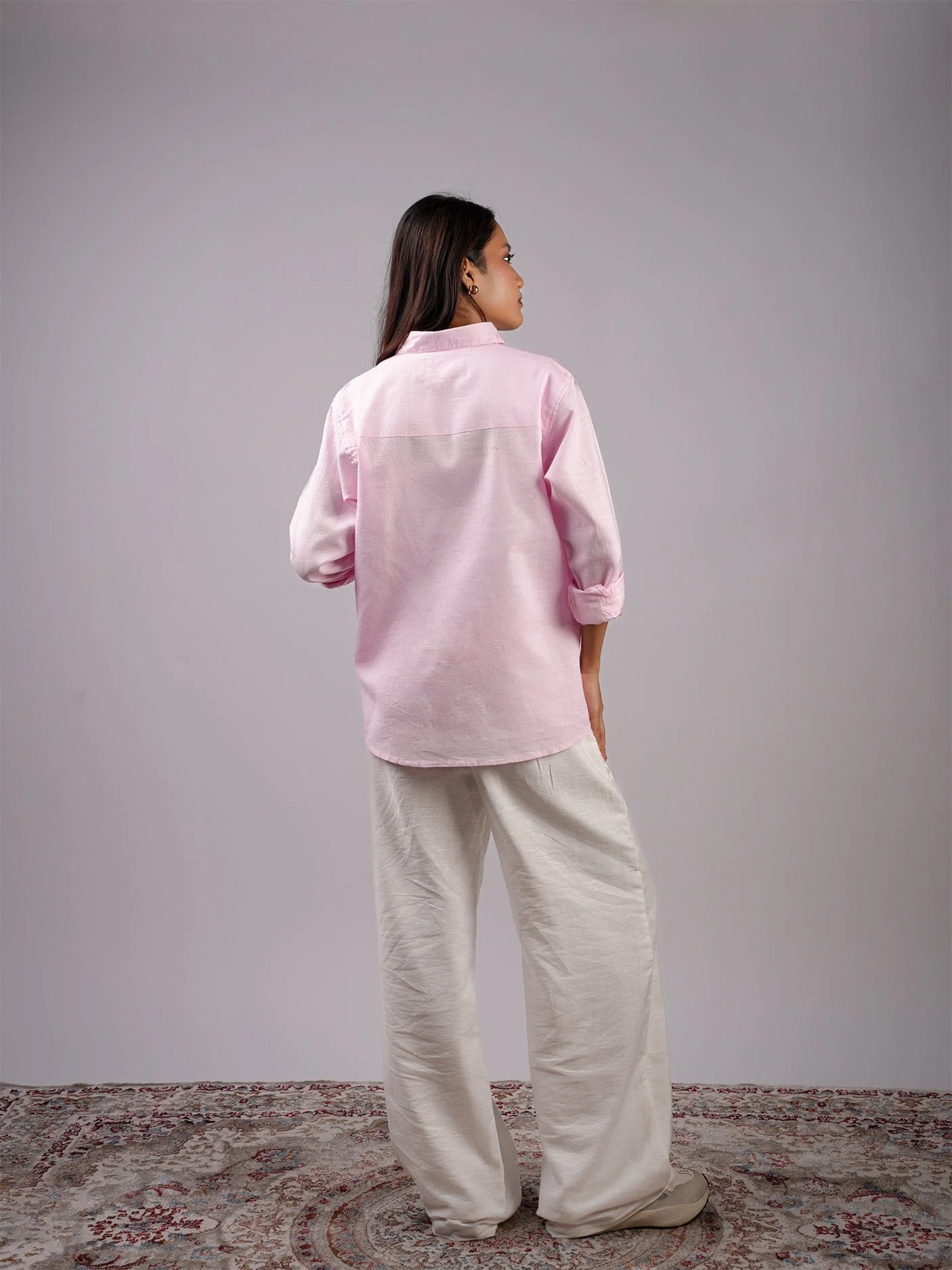 Oversized Pink Linen Shirt - Image 2