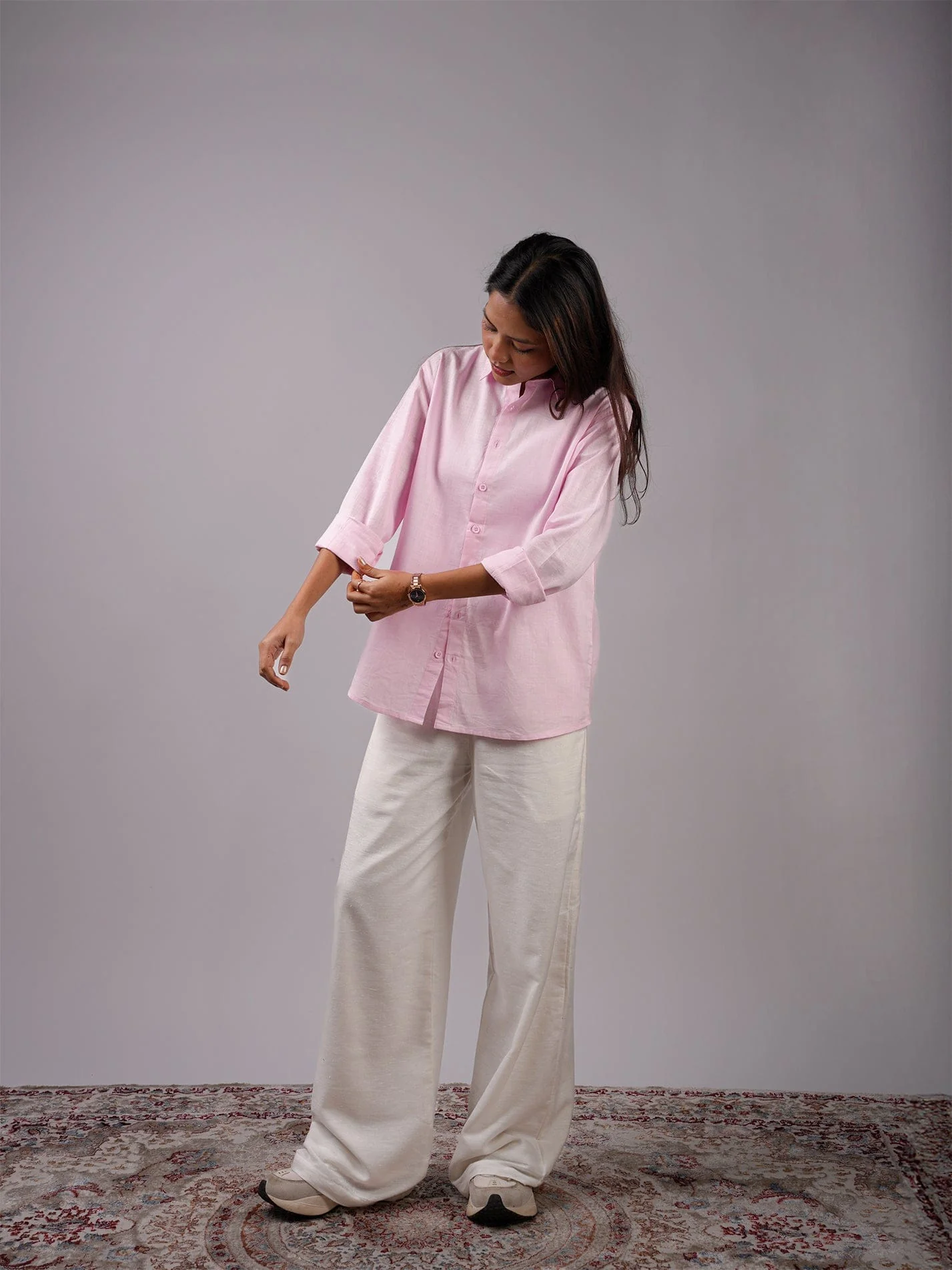 Oversized Pink Linen Shirt - Image 3