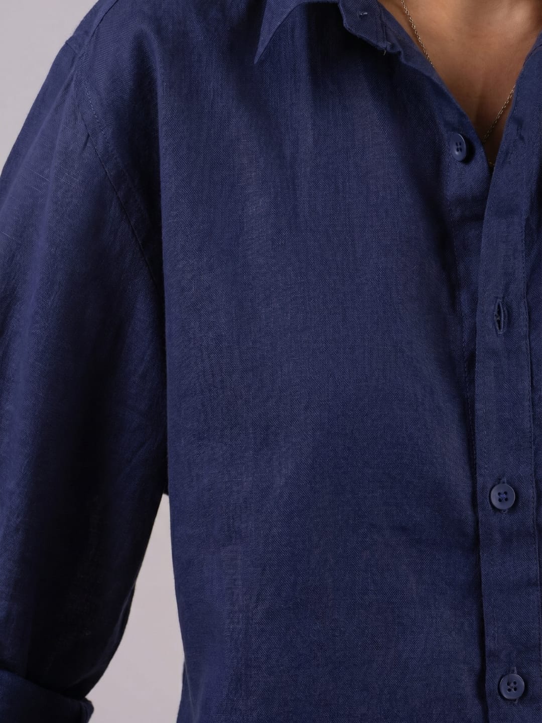 Oversized Blue Linen Shirt - Image 3