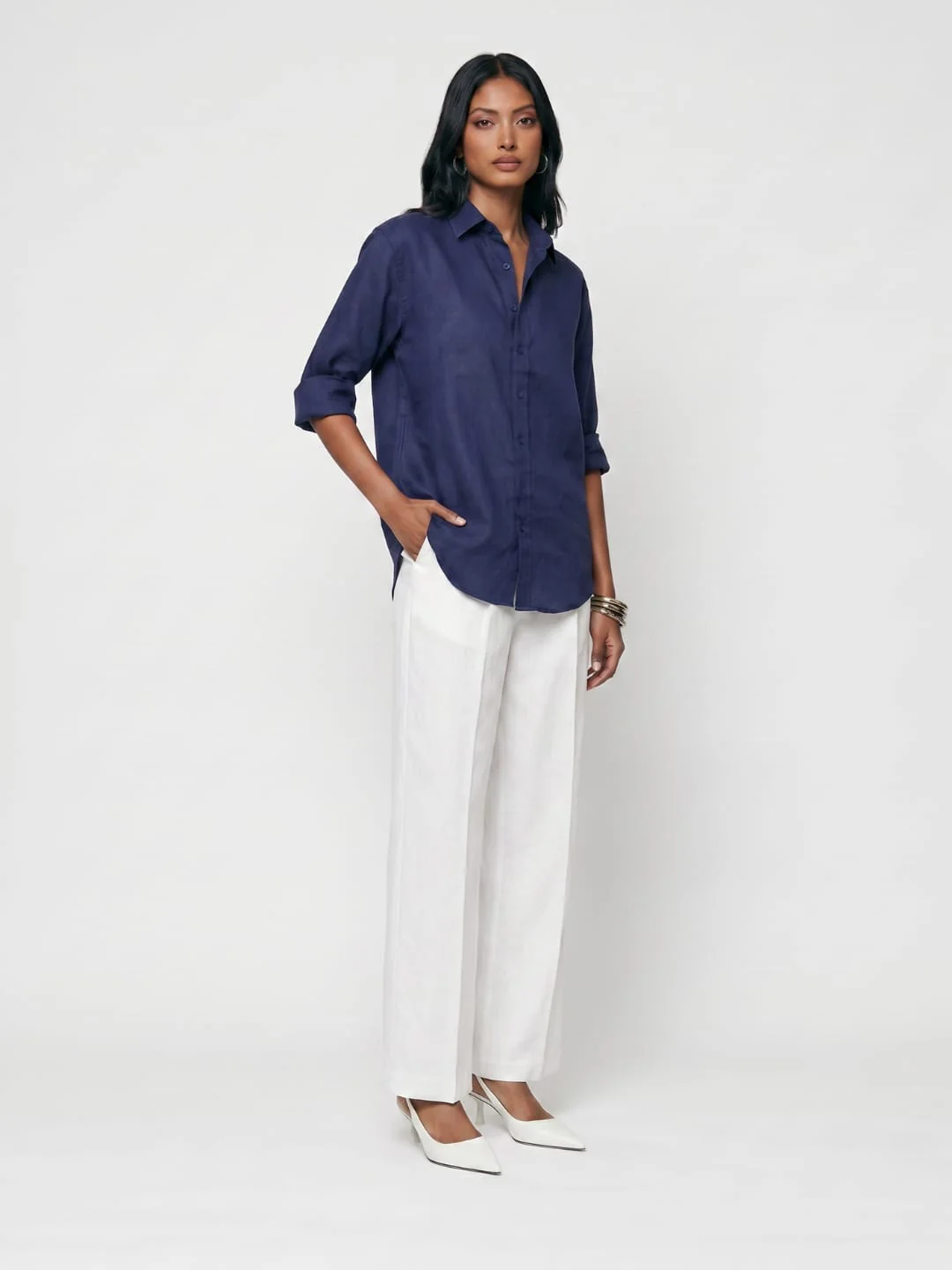 Oversized Blue Linen Shirt - Image 4