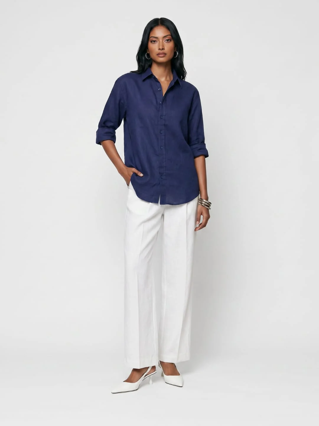 Oversized Blue Linen Shirt - Image 5