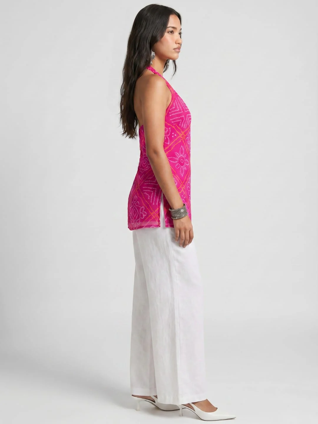 Rang Bandhani Halter Neck Corset Kurti - Image 3