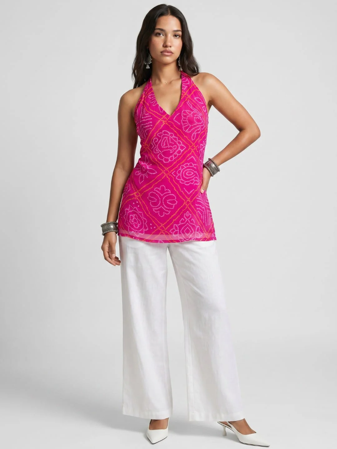 Rang Bandhani Halter Neck Corset Kurti - Image 5
