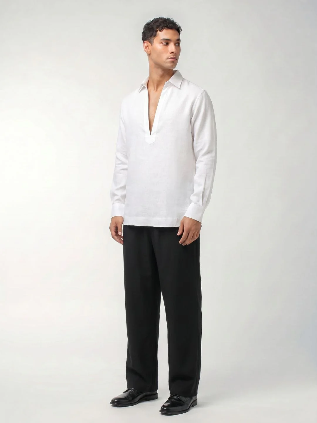 Rey White Plain Short Kurta - Image 3