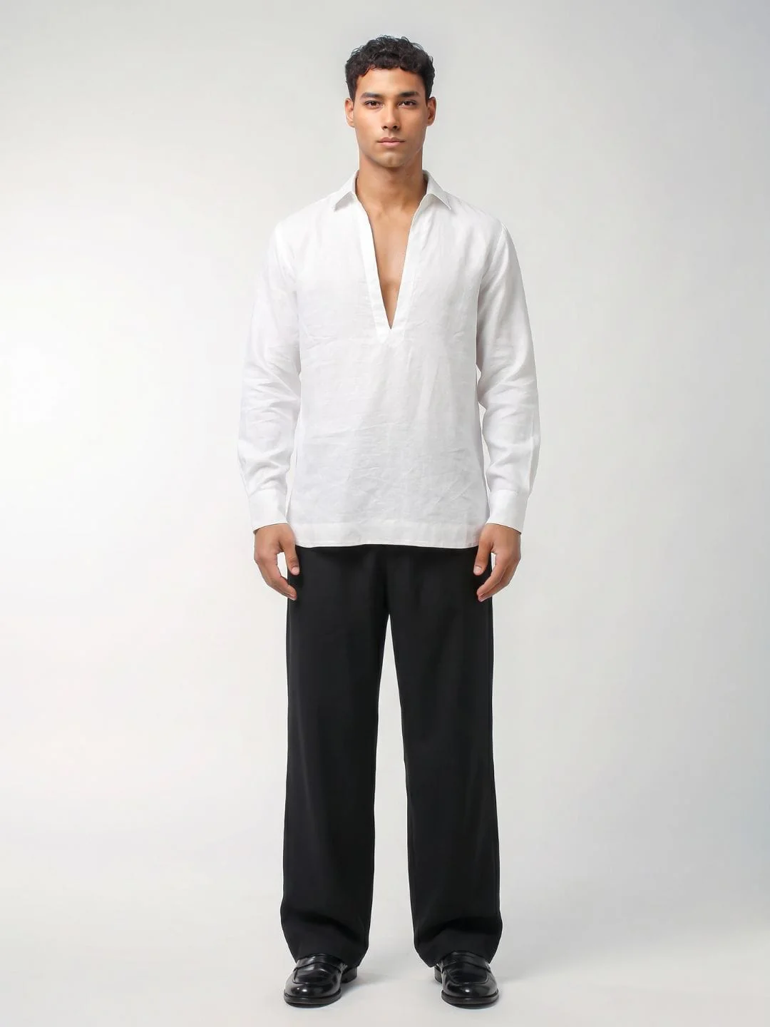Rey White Plain Short Kurta - Image 4