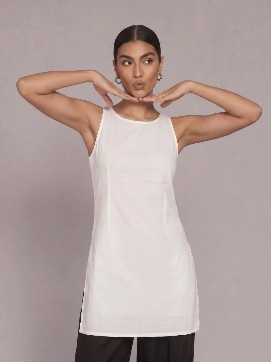 Saba Plain Round Neck Kurti - Image 4