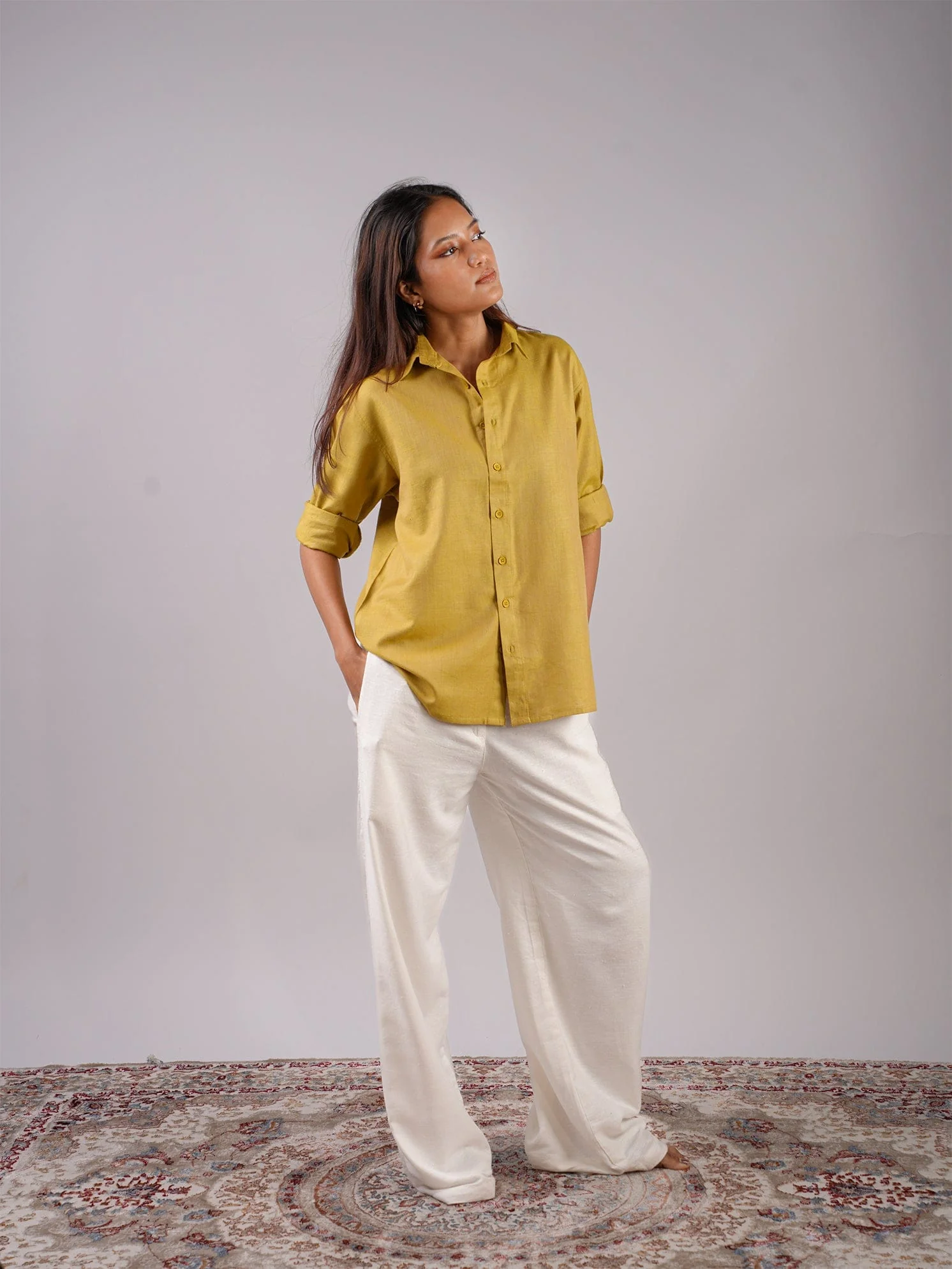 Oversized Green Linen Shirt - Image 4