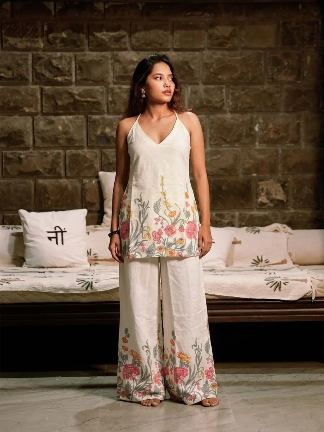 Zaya Halterneck Kurti Pant Set